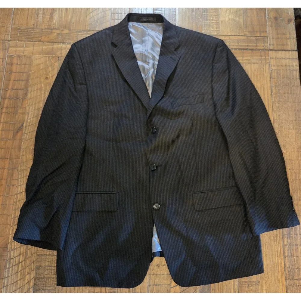Mens Calvin Klein Wool Sports Jacket Blazer Black With Gray Stripes
